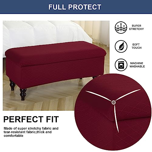 Image of FUANGUI Ottoman Cover Stretch Storage Ottoman Bench Slipcover Printed Folding Storage Bench Ottoman Cover Footrest Stool Slipcover Footstool Protector Cover with Elastic Bottom.Medium