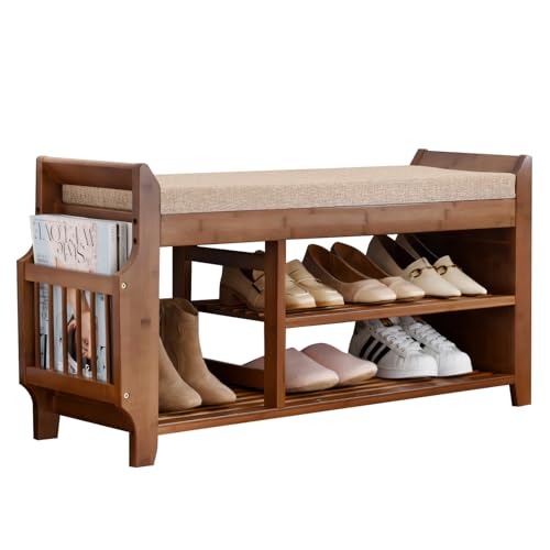Oakham 100CM-SHOEBENCH Bamboo Shoe Bench, Entryway Bench cover