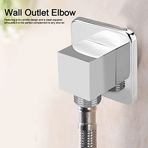 VIFERR Wall Outlet Elbow G1/2 Solid Brass Square Hand Shower Outlet Elbow Handheld Shower Hose Connector for Home Bathroom Hotel - Image 2