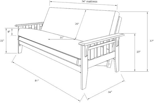 Miniatura 25 de Kodiak Furniture Tucson - Juego de futón de tamaño completo en acabado rústico de nogal, color negro gamuza Negro (Suede Black),Solo marco,Marmont
