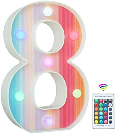 Rainbow Light Up Letters, Colorful LED Letter Lights 16 Color Changing Alphabet Sign Gifts for Girls Women Party Birthday Decorations Remote Night Light Christmas Valentine Wall Table Decor - E