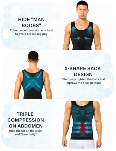 Arjen Kroos Men's Compression Tank Top 2 Pack Seamless Silky Body Shaper Slimming Undershirt4