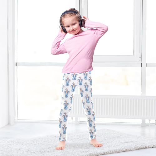 Girls Leggings Soft Toddler Ankle Length Bottoms Elephants Kids Dance Yoga Pants 4-10 Years4