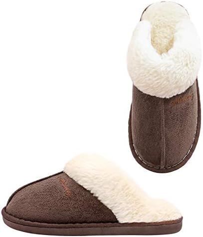 Womens Slippers,Fluffy Slip-On House Slipper Cozy Faux Fur Warm Winter Slippers Indoor & Outdoor