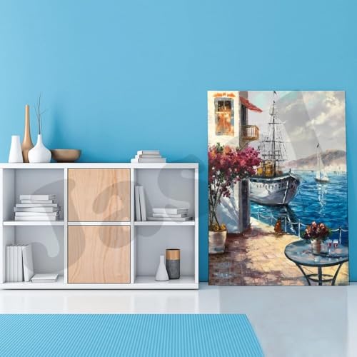 Image of Jasol Diamond Painting Kit, 40x30 Cms, Full Drill, 5D Crystals, Home Wall Decor Gift Set (Sea Side M45522)