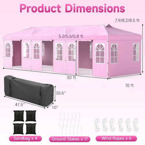 Image of Tangkula 10x30 FT Pop Up Canopy with Center Lock