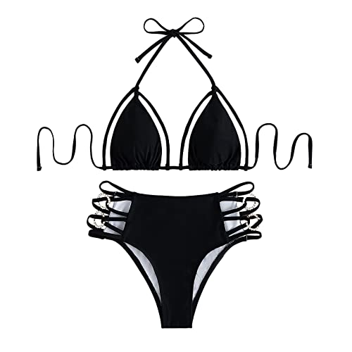 Tankini pour femme 2 pièces taille haute noir S : maillot de bain juniors