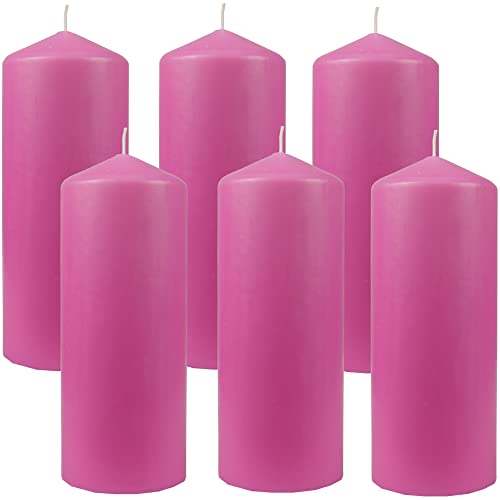 HS Candle Stumpenkerzen Wachskerzen Ø6cm x 17cm (6er Pack) Rose -...