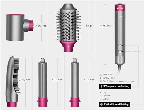 5 in 1 Professional Hot Air Styler, LC-dolida Powerful Hair Dryer & Straightener Set, Styling Without Heat Damage, Fast Drying Curling Volumizing Straightening, 110 Volts, 1200 Watts（Silver） - Thumbnail 5