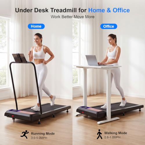 Image of Walking Treadmill Pad with 0-8% Incline,2.5HP Walking Treadmill Mat for Home & Office,Portable Treadmill with Handle Bar