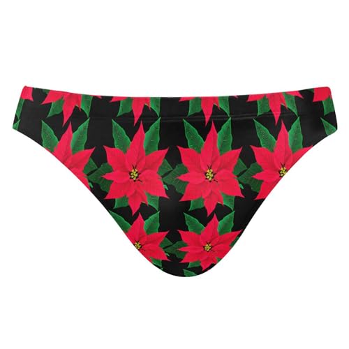 Christmas Poinsettia Flowers Swim Briefs for Men Swimsuit Bikini Swimwear XXXL B0404896