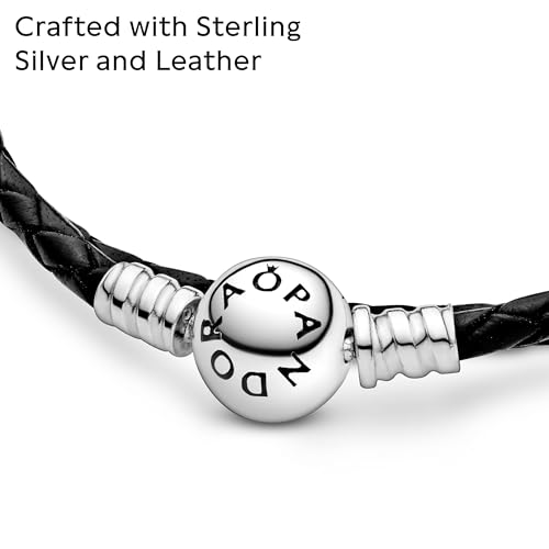 PANDORA Moments Double Woven Leather Bracelet with Silver Clasp - Sterling Silver Bracelet - Jewelry for Women - Includes Gift Box4