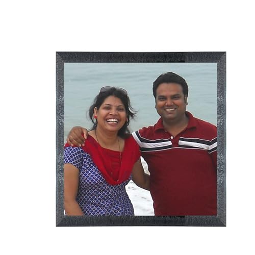 Image of Chitransh Customized Wall Mount Rectangular Photo Frames,Personalized Print,Black Wooden Frame,Customised Gift For Anniversary, Birthday, Wedding, Couples (Size 13x13 inch)