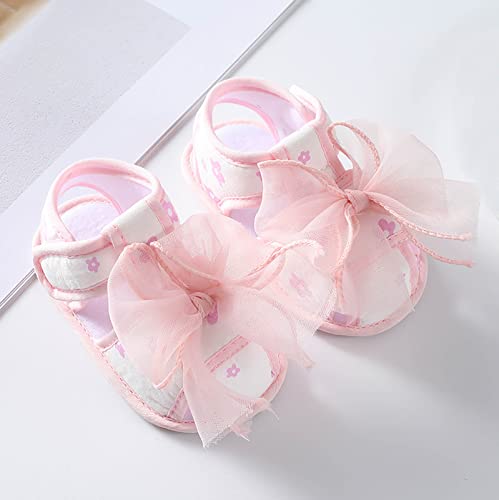 Baby Toddler Sandals Infant Girls Boys Shoes Lace Bow First Walkers Lightweight Flat Sandals Summer (Pink, 11 Infant)4