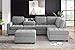 JINS&VICO Modern Sectional Sofa with Reversible Chaise, L Shaped Corner Couch Set with Storage Ottoman and Two Cup Holders for Living Room Apartment, Gray