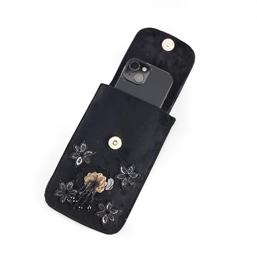Image of J I ACCESSORIES Velvet Saree Clutch Mobile Pouch Waist Clip Ladies Purse Gift For Women