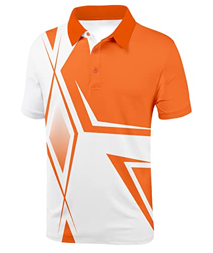Scodi Men's Golf Polo Shirt Short Sleeve Tactical Shirts Casual Tennis T-Shirt 048-4-White Orange Xl #TOP1