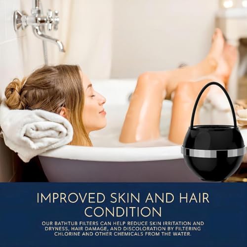 Image of Bath Filter for Tub - Kinder Water Filter for Bathtub, Hard Water Softener to Remove Lead,Chlorine and Fluoride, Improve Skin, Hair and Nails Condition,Matte Black