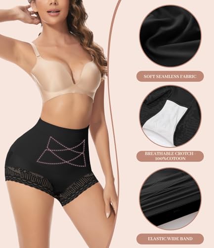 Tummy Control Shapewear for Women, High-Waisted Butt Lifter Briefs, Slimming Underwear Panties with Lace Trim2