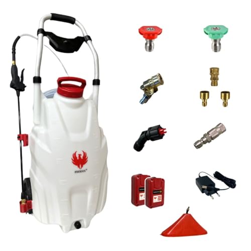 PHOENIX - Elektrisches Drucksprühgerät Zubehör-Set Pro Sprayer III 35 l – Elektrisches Dachsprühgerät mit großer Reichweite mit wiederaufladbarem Akku, Durchflussmenge 240 l/h, Schlauch 8 m – 2 Akkus