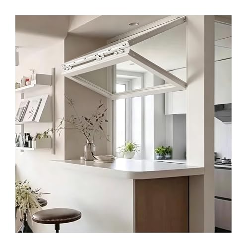 Ventana plegable para concesiones con vidrio de doble colgado y marco de aluminio