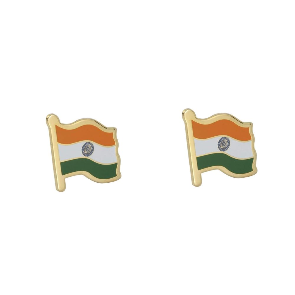 Brass Metal Indian Flag Badge with Pin | Lapel Pin for Shirt, Coat & Dress | National Flag Brooch | Pack of 2-image-47