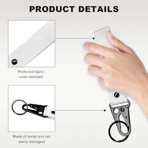Image of Wevdn Car Key Chain, Fabric Metal Practical Multifunctional Motorcycle Keychain, Anti-Lost Keychain with O-Ring for Men Women (White)