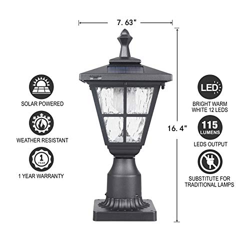 Kemeco ST4325Q Post Solar Light Cast Aluminum LED Lamp Fixture with 3-Inch Fitter Base for Outdoor Garden Post Pole Mount Landscape Yard - Thumbnail 4