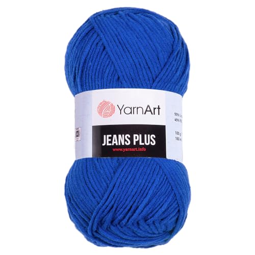 Image of Yarn Art 1 Ball (Skein) YarnArt Jeans Plus Yarn, 55 percent Cotton 45 percent Polyacrylic, 100 g (3.5 oz), 160 m (174 yds), Yarn Weight: 4 : Worsted-Aran, Saks Blue - 47