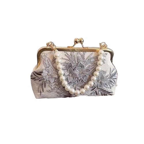 Chinese women's pearl retro handbag, embroidered chain diagonal handbag, wallet cross bag, banquet and wedding
