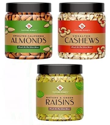 Nature Purify Premium Nutty Mix Pack of Dry Fruit Combo 750G 250g Almond + 250G Cashew + 250G Raisin New