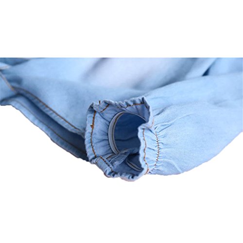 Image of Colorful Childhood Girls Denim Crop Tie Shirt Blouse Toddler Shawl Button Down Shirts Children's Casual Tops