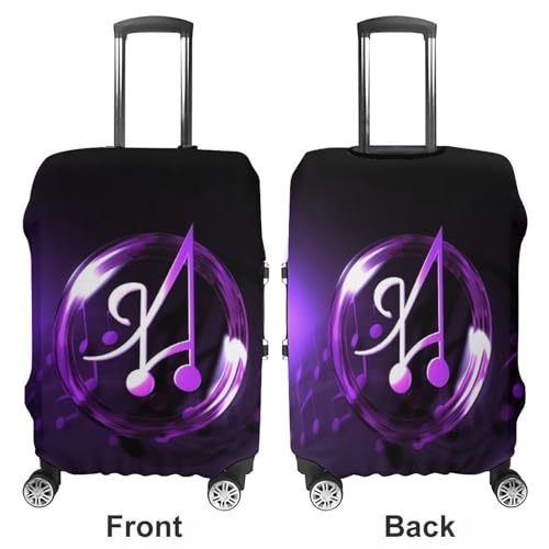 Purple Music Symbol Luggage Cover, Elastic Luggage Protector Fits 19-32in Suitcases, Washable & Anti-Scratch Suitcase Cover for Men Women S3