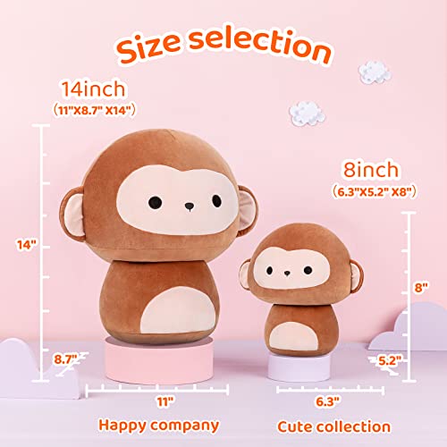 Mewaii 14” Mushroom Plush, Cute Monkey Plush Pillow Soft Plushies Squishy Pillow, Monkey Stuffed Animals Kawaii Plush Toys Decoration Gift For Girls Boys #TOP3
