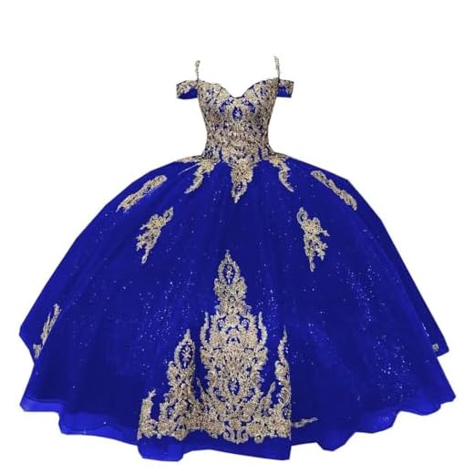 Gold Lace Applique Pearls Sequins Ball Gown Masquerade Africa Flowers Corset Back Quinceanera Prom Dress Sweet 15 16 Royal Blue 6