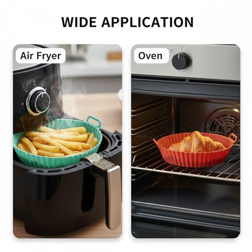 Image of Signamio Air Fryer Silicone Tray 2 Pcs Set - Reusable Silicone Tray, Non-Stick, Heat Resistant, Easy to Clean