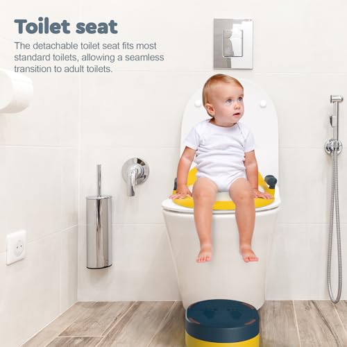 Image of Baybee 3-in-1 Baby Potty Training Seat | Comfortable & Safe Kids Potty Chair with Anti-Slip Toilet Seat, Removable Pot, Handles & Splash Guard | Potty Seat for Boys & Girls (Yellow)