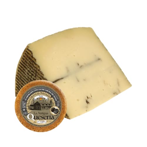 La Antigua Quesería Queso Artesano Curado de Oveja con Trufa, Leche Cruda, Maduración 6 Meses, CUÑA de 375 g