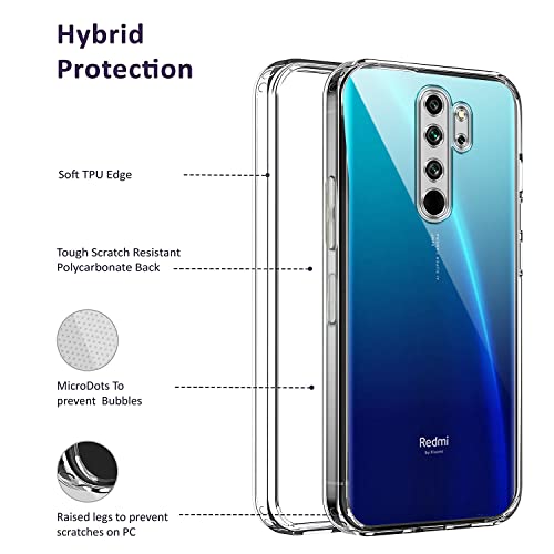Image of Jkobi Back Cover Case for Xiaomi Mi Redmi Note 8 Pro (Silicone Crystal Clear | Pure Camera Protection | Soft and Flexible for Charger and Headphone sockets | Shockproof Bumpers | Transparent)