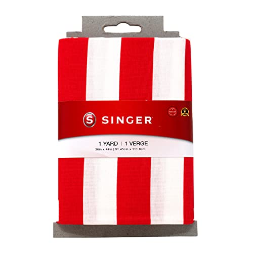 Singer Print Fabric, 100% Cotton, 1 Yard Precut, Red Stripe