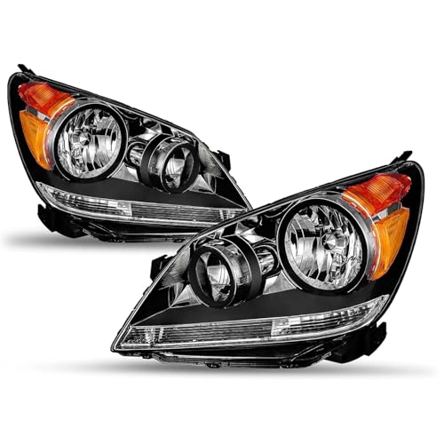 Fits for 2008-2010 Honda Odyssey Headlights Assembly 2008 2009 2010 Replacement Driver Passenger Side Black Housing Amber Relector HO2502136 HO2503136