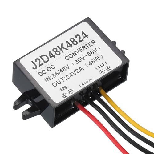 sourcing map DC 36V/48V to DC 24V Power Converter 2A 48W Step Down Converter Adjustable Voltage IP67 Waterproof Transformer Power Supply Module Power Adapter for Car Truck Solar System