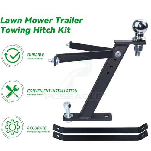 Image of [Upgraded] Lawn Mower Trailer Towing Hitch, 2 Inch Diameter | Include Chrome Trailer Hitch Ball, 3,500 lbs, 3 /4 x 2-Inch Shank for John Deere Cub Cadet Husqvarna Mowers
