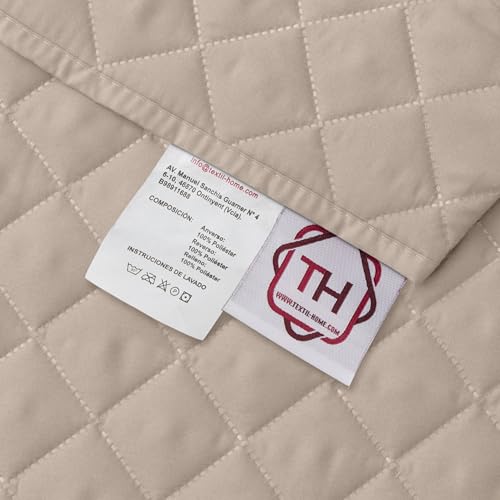 Textilhome Sofa Überzug MALU, Sofabezug 3-Sitzer (160 cm), Couch Überzug Gepolstert & Wende, Sofaschoner SofaÜberwurf Schutzdecke, Universell, Haustierfreundlich, Farbe Beige