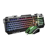 Mobestech 1Set Éclairage USB Gaming Rétro-Éclairé Bureau Gamer RGB Combo Jeu Ordinateur Rétro-Éclairage Suspension Clavier Dortoir Mécanique pour Filaire Métal Et Noir