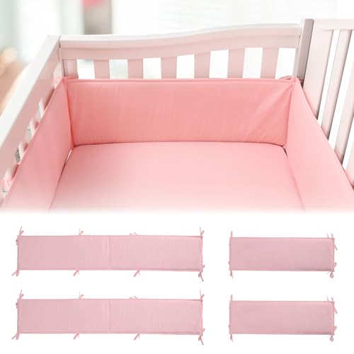 Image of Soft and Breathable Mesh Liner Padded Thick， 4 Pcs of Crash Pads for Sides,Easy to Install (Pink)