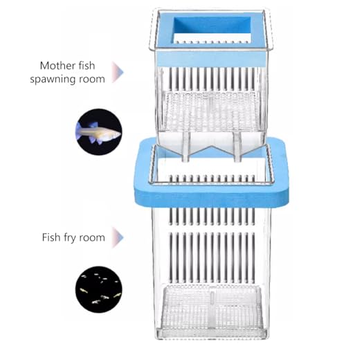 Image of La La Pet Floating Fish Breeding Box with Lid Parent Fish and Baby Fishes Aquarium Divider Hatching Box with Adjustable Floating Ring Transparent Incubator