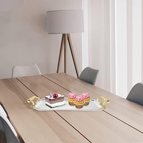 Cabilock Stainless Steel Serving Tray Handle: Decorative Table Centerpiece Tea Tray Platter for Dinner Coffee Dessert Holder