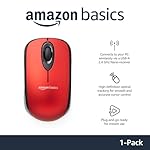 Amazon Basics 2.4 GHz Optical Wireless Mouse for Laptop and Computer, USB Nano Receiver, Red - Image 2