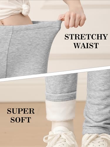 TODDOR 3 Pack Girls Winter Fleece Lined Leggings Stretchy Solid Velvet Pants Warm and Soft Tights for Kids3